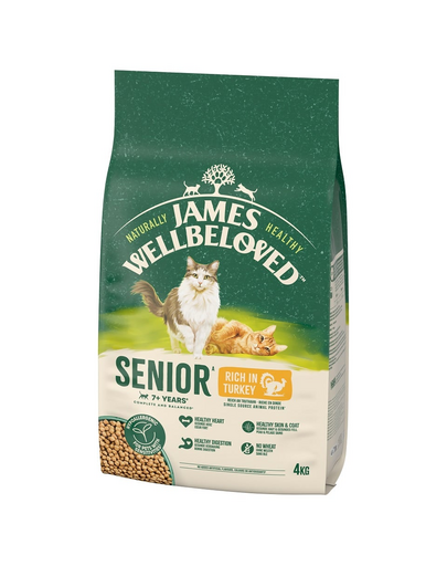 JAMES WELLBELOVED Senior 4 kg hrana completa pentru pisici senior >7 ani bogata in curcan