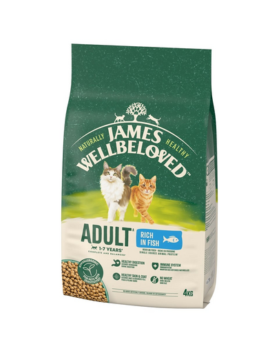 JAMES WELLBELOVED Adult 4 kg hrana cu peste pentru pisici adulte 1-7 ani