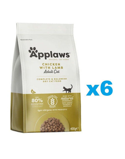 APPLAWS Cat Adult Chicken and Lamb 2,4 kg (6x400 g) Hrana pisica adulta, cu pui si miel