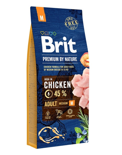 BRIT Premium By Nature Adult Medium M Hrana uscata pentru caini adulti de talie medie, cu pui 15 kg