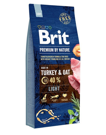 BRIT Premium By Nature Light Turkey and Oat 15 kg curcan si ovaz, hrana mentinere greutate caini