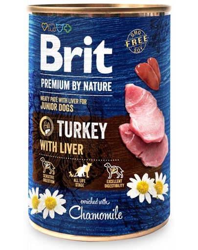 BRIT Premium by Nature Junior Turkey and liver 400 g hrana catelusi, curcan si ficat