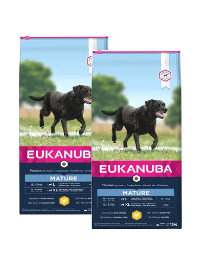 EUKANUBA Thriving Mature Large Breed Hrana uscata pentru caini senior, cu pui 30 kg (2 x 15kg)