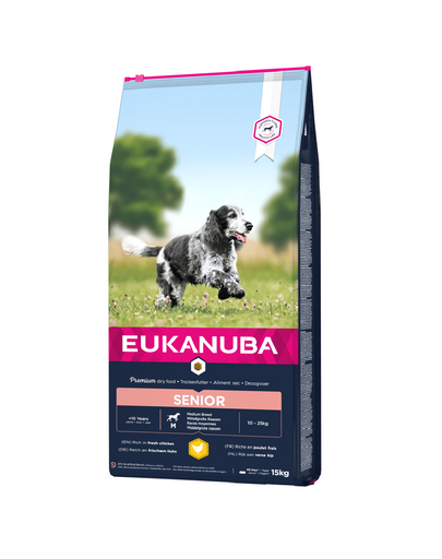 EUKANUBA Caring Senior Medium Breed hrana uscata caini seniori talie medie, bogat in pui 15kg