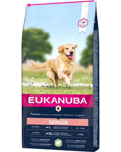 EUKANUBA Dog Base Senior Large Breeds Lamb & Rice hrana uscata caini seniori talie mare, miel si orez 12 kg