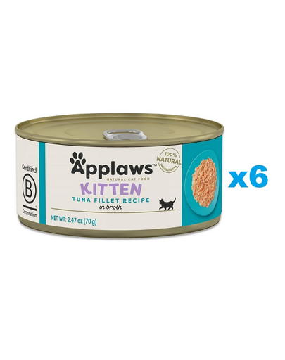 APPLAWS Cat Kitten Tuna in Broth Hrana umeda pisoi, cu ton in sos 6x70 g