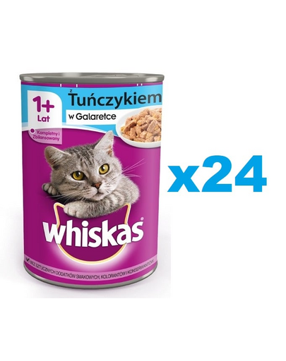 WHISKAS Adult set conserve 24x400 g - hrana pentru pisici adulte, bucati ton in jeleu