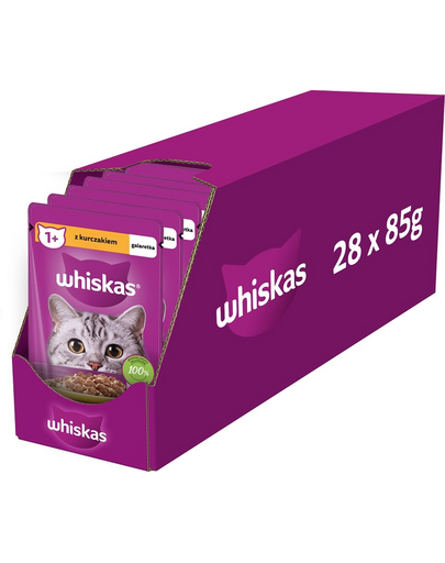 WHISKAS Adult plic 28x85g hrana umeda pentru pisici adulte in jeleu de pui