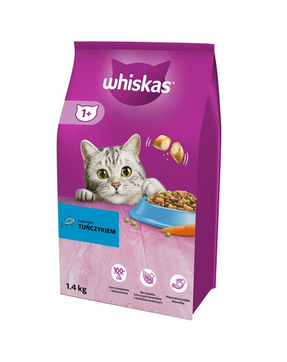 WHISKAS Adult 1,4 kg hrana completa uscata pentru pisici adulte cu ton delicios