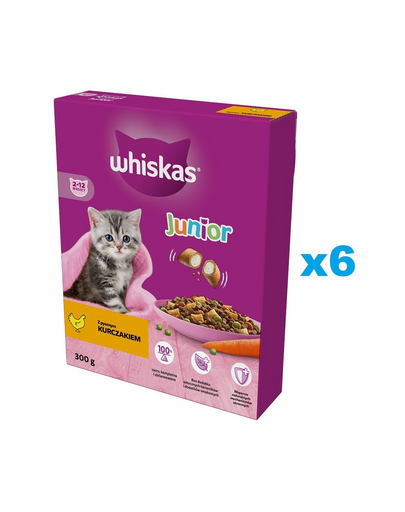 WHISKAS Junior 6x300 g hrana pentru pisoi cu pui delicios