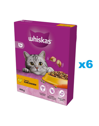 WHISKAS Adult 6x300 g hrana cu pui delicios pentru pisici adulte