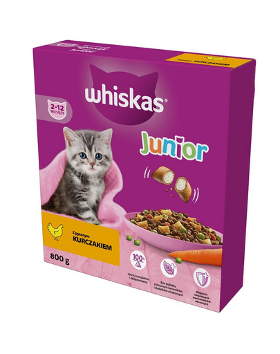 WHISKAS Junior 800 g hrana completa pentru pisoi, cu pui