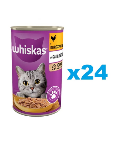 WHISKAS Adult conserva pui in aspic 24x400 g - hrana umeda completa pentru pisici adulte