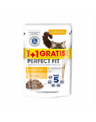 PERFECT FIT Sensitive 1+ plicuri hrana pisici 2x85 g pui in sos