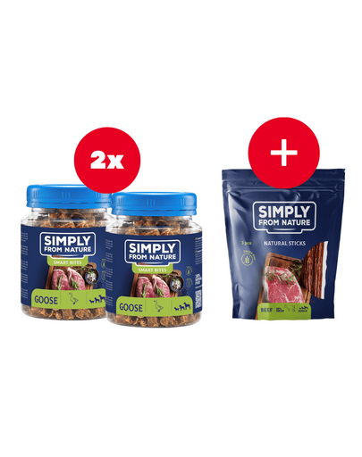 SIMPLY FROM NATURE Smart Bites recompensa cu gasca 2 x 130 g + snack GRATIS