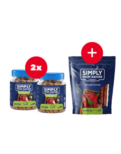 SIMPLY FROM NATURE Smart Bites recompensa cu mistret 2 x 130 g + snack GRATIS