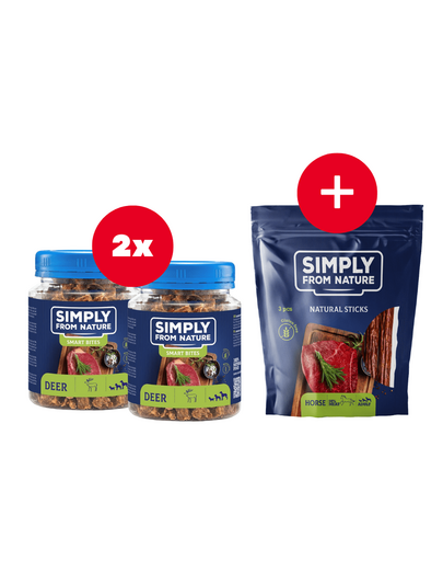 SIMPLY FROM NATURE Smart Bites recompensa cu cerb 2 x 130 g + snack GRATIS