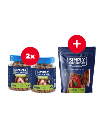 SIMPLY FROM NATURE Smart Bites recompensa cu iepure 2 x 130 g + snack GRATIS