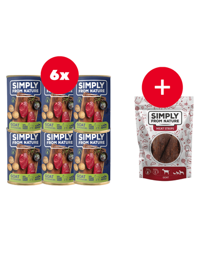 SIMPLY FROM NATURE conserve pentru caini 6 x 400 g capra si cartof + recompensa GRATIS