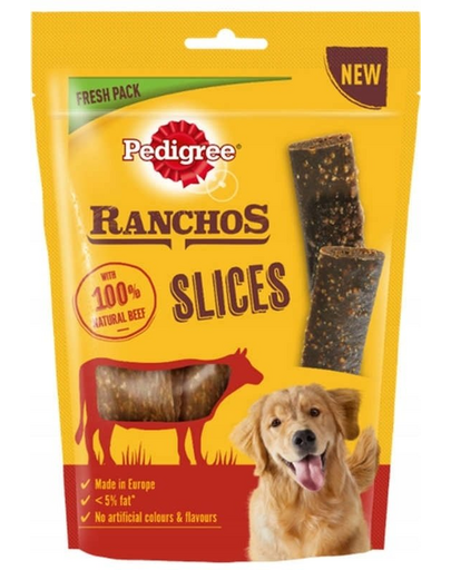 PEDIGREE Ranchos Slices 60g – Recompense pentru caini cu carne de vita