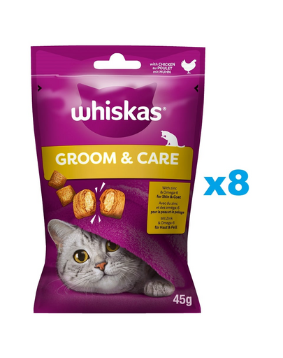 WHISKAS Healthy Shine 8x45 g recompense cu pui pentru pisica