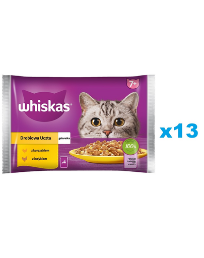 WHISKAS Senior pliculete 52x85g hrana pisici senior in jeleu cu: pui, curcan