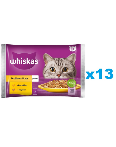 WHISKAS hrana pisica la plic in aspic 52x85g curcan si pui