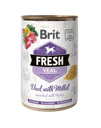 BRIT FRESH Veal & Millet 400 g vitel si mei hrana pentru caini