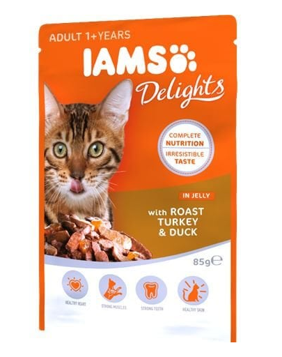 IAMS Cat Adult All Breeds Curcan și Rață în Aspic 85 g