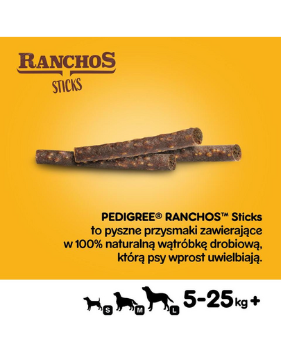 PEDIGREE Ranchos Sticks 60 g Recompense cu pui, pentru caini