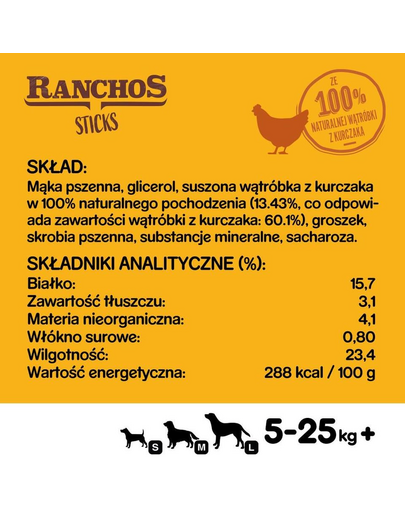 PEDIGREE Ranchos Sticks 60 g Recompense cu pui, pentru caini