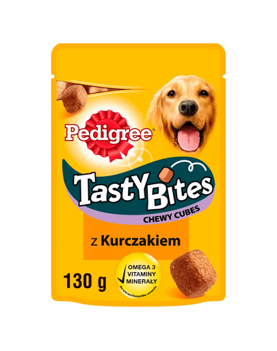PEDIGREE Tasty Bites Chewy Cubes Recompense cu pui, pentru caini 130 g