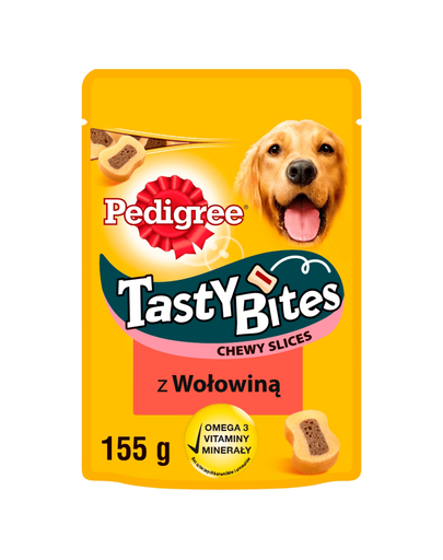 PEDIGREE Tasty Bites Chewy Slices Recompense pentru caine, cu vita 155g