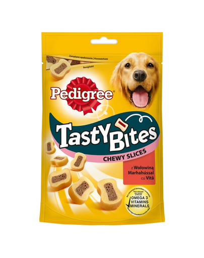 PEDIGREE Tasty Bites Chewy Slices Recompense pentru caine, cu vita 155g