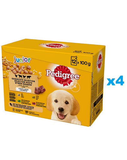 PEDIGREE Junior Pachet hrana umeda pentru catei, sortiment mixt 48x100g