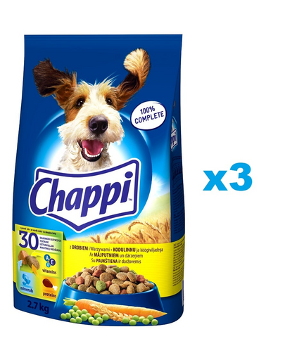 CHAPPI 3x2,7 kg - hrana pentru caini cu pasare si legume