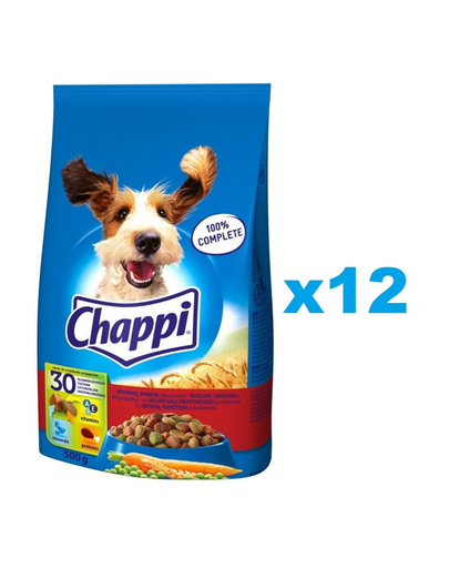 CHAPPI 12x500 g - hrana uscata pentru caini cu vita, pasare si legume