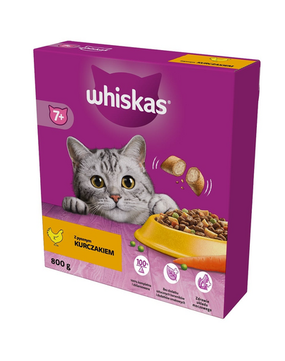 WHISKAS Senior Hrana uscata pisici senior, cu pui delicios 800g