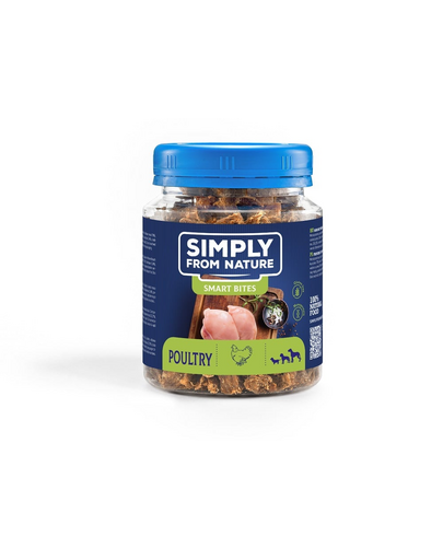 SIMPLY FROM NATURE Smart Bites Cuburi pentru dresaj caini, cu pasare 130 g