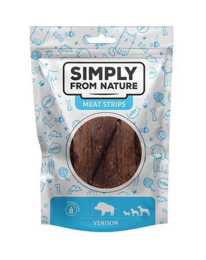 SIMPLY FROM NATURE Meat Strips Recompensa pentru caine, cu vanat 80 g