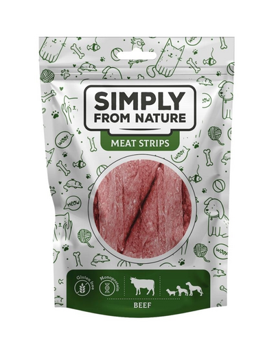 SIMPLY FROM NATURE Meat Strips Benzi de carne pentru caine, cu vita 80 g