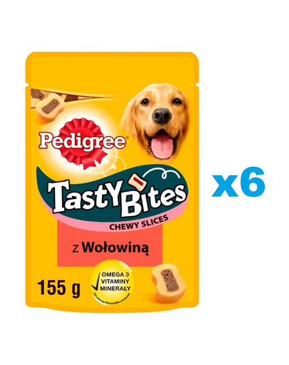 PEDIGREE Tasty Bites Chewy Slices Set recompense caine, cu vita 6x155g