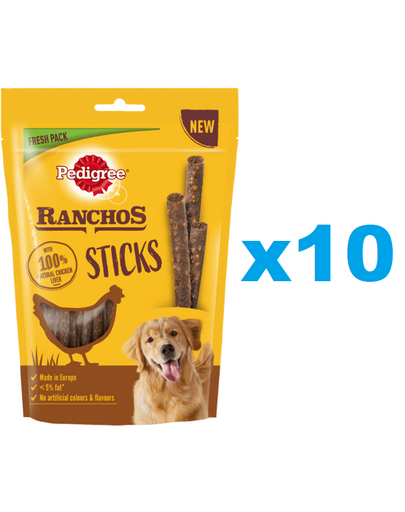 PEDIGREE Ranchos Sticks 10x60 g Set batoane pentru caine, cu pui