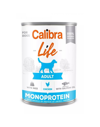 CALIBRA Dog Life Adult Chicken with Rice 400 g pui si orez, conserva hrana caini