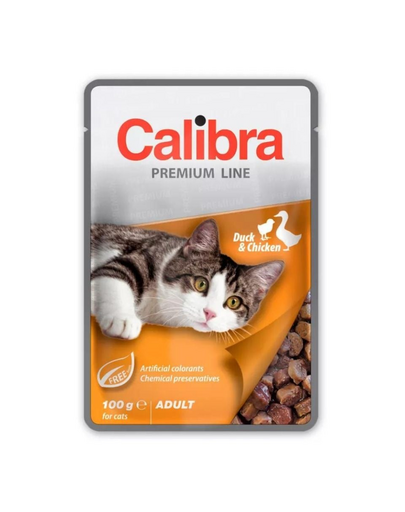 CALIBRA Cat Premium Line Adult Duck&Chicken 100 g cu rata si pui hrana umeda pentru pisici