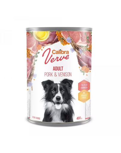 CALIBRA Dog Verve GF Adult Pork&Venison 400 g conserva Calibra hrana umeda fara cereale, porc si vanat pentru caini