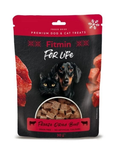 FITMIN For Life Freeze dried beef 30 g recompensa pisici si caini, vita liofilizata