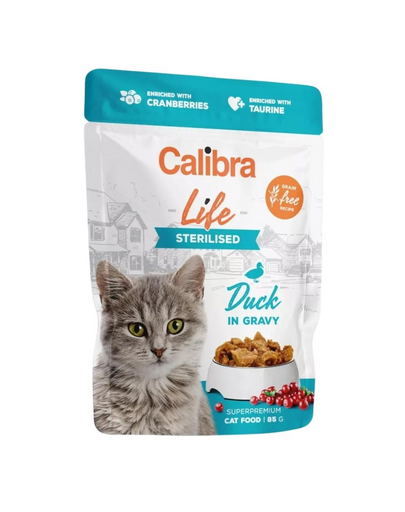 CALIBRA Cat Life Pouch Sterilised Duck in gravy 85 g rata in sos plic pentru pisici sterilizate