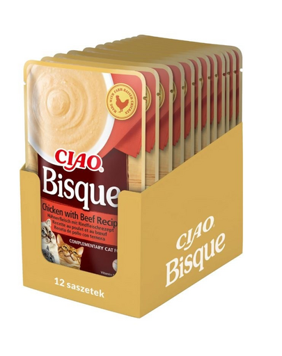 INABA CIAO Bisque Supa crema de pui si vita 12x40g pentru pisica