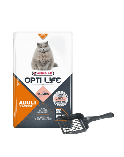 VERSELE-LAGA Opti Life Cat Adult Sensitive Salmon 1 kg hrana pentru pisici sensibile + lopatica litiera GRATIS